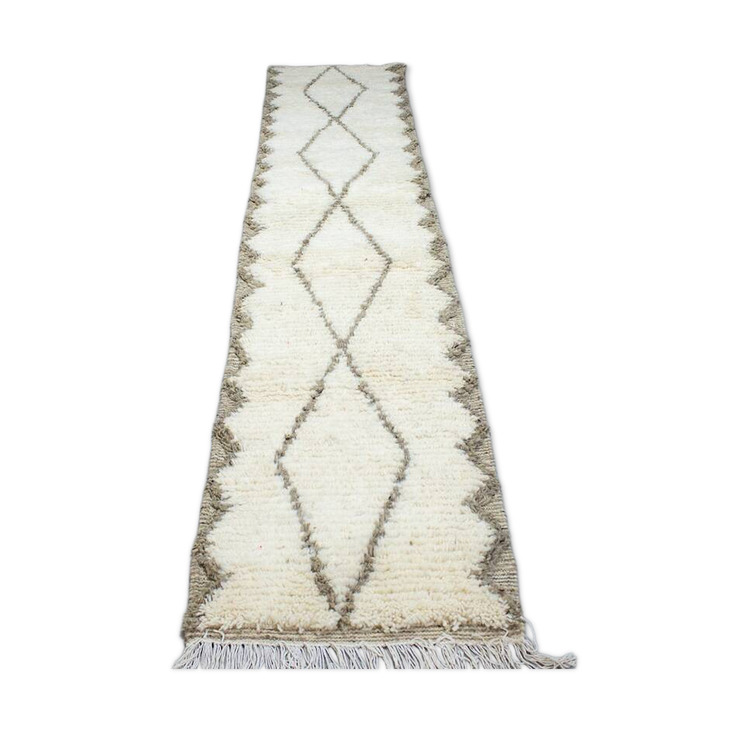 Tapis couloir décoré tissé en laine naturel taille 90cm×300cm