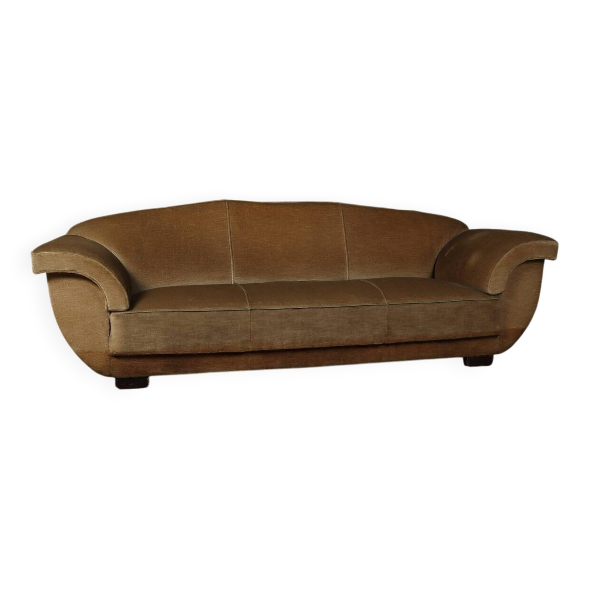 Art Deco three-seat sofa in original velvet, Belgium circa 1930