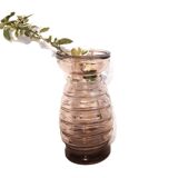 Ancien vase à jacinthe en verre fumé rose violet