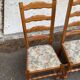 4 chaises bois massif type ferme et tissu