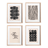 Collection of 4 paintings on paper - abstract paintings signed Eawy