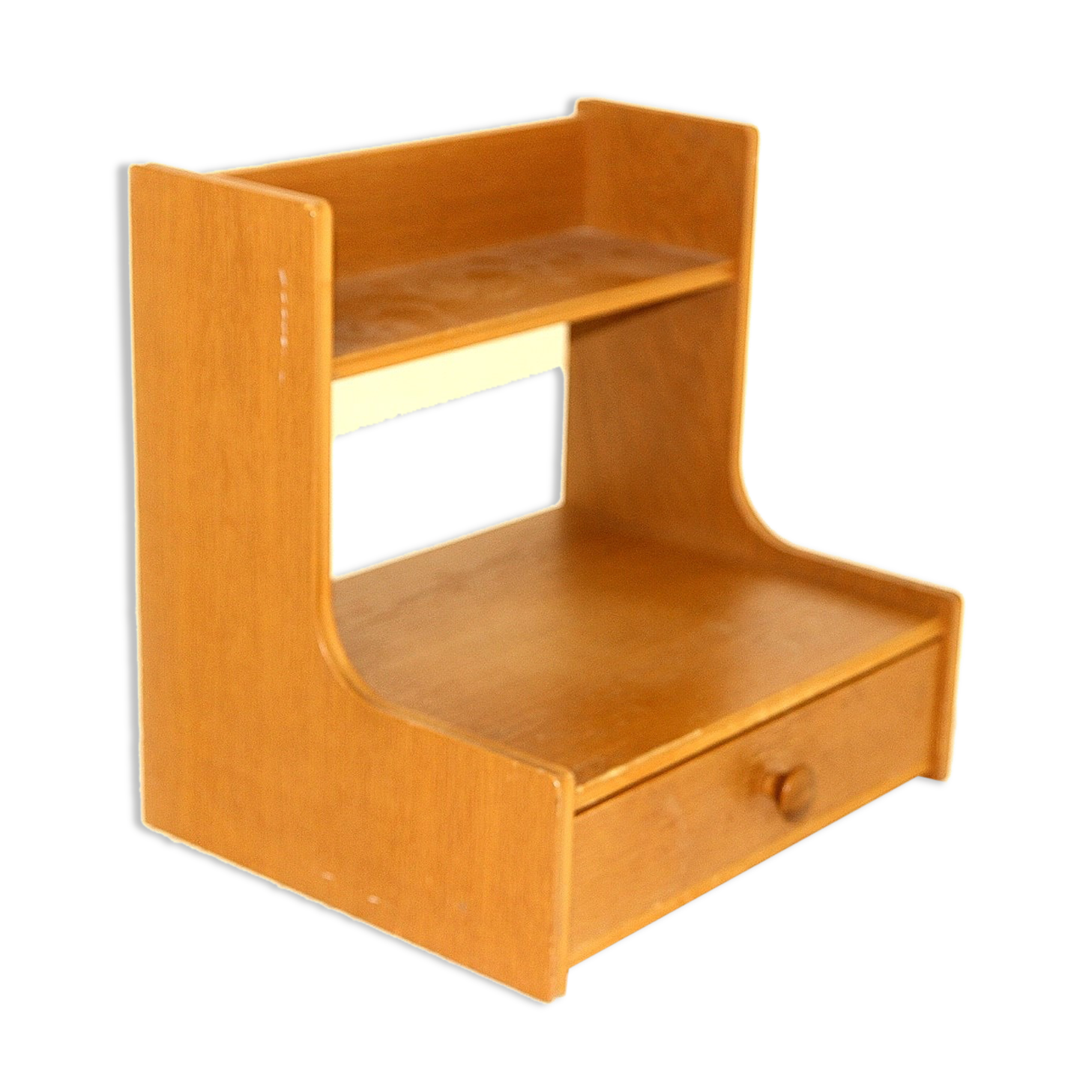 Oak wall console, suede, 1960