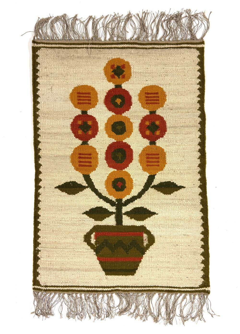Woolen kelim wall hanging table runner Poland 1970’s