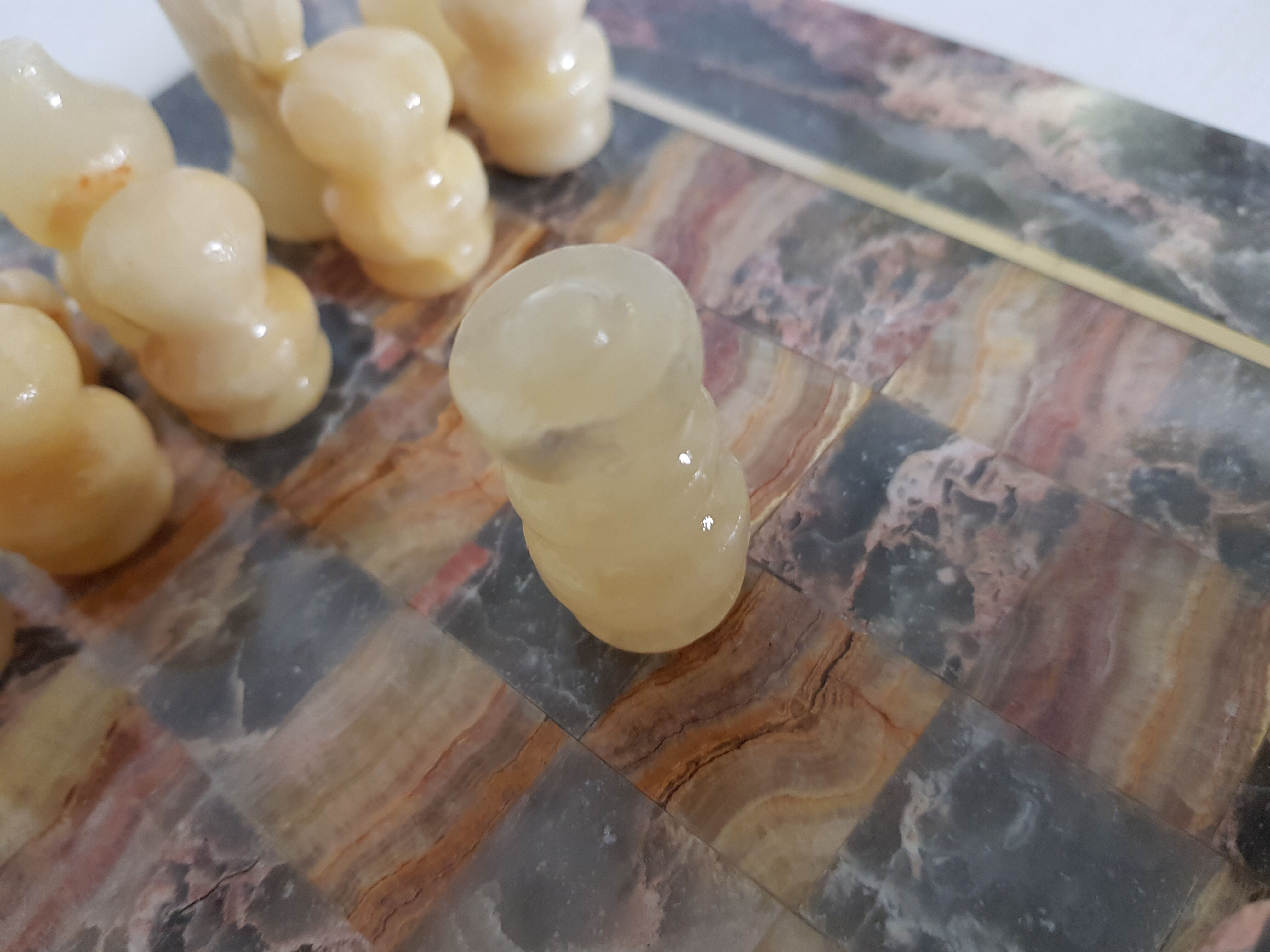 Chess game with vintage onyx board