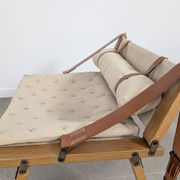Danish Armchair with Canvas and Leather Straps, 20th Century