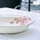 Large 19th century pink ironstone salad bowl with birds, dragonfly and butterflies, Badonviller