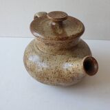 Small teapot in pyrite stoneware ceramic signed NC (Signature to be identified)