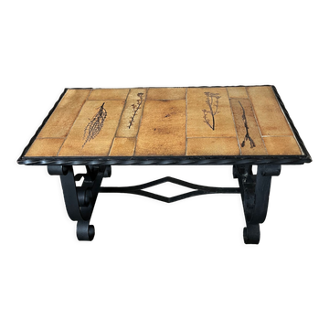 Table basse vintage en céramique années 70