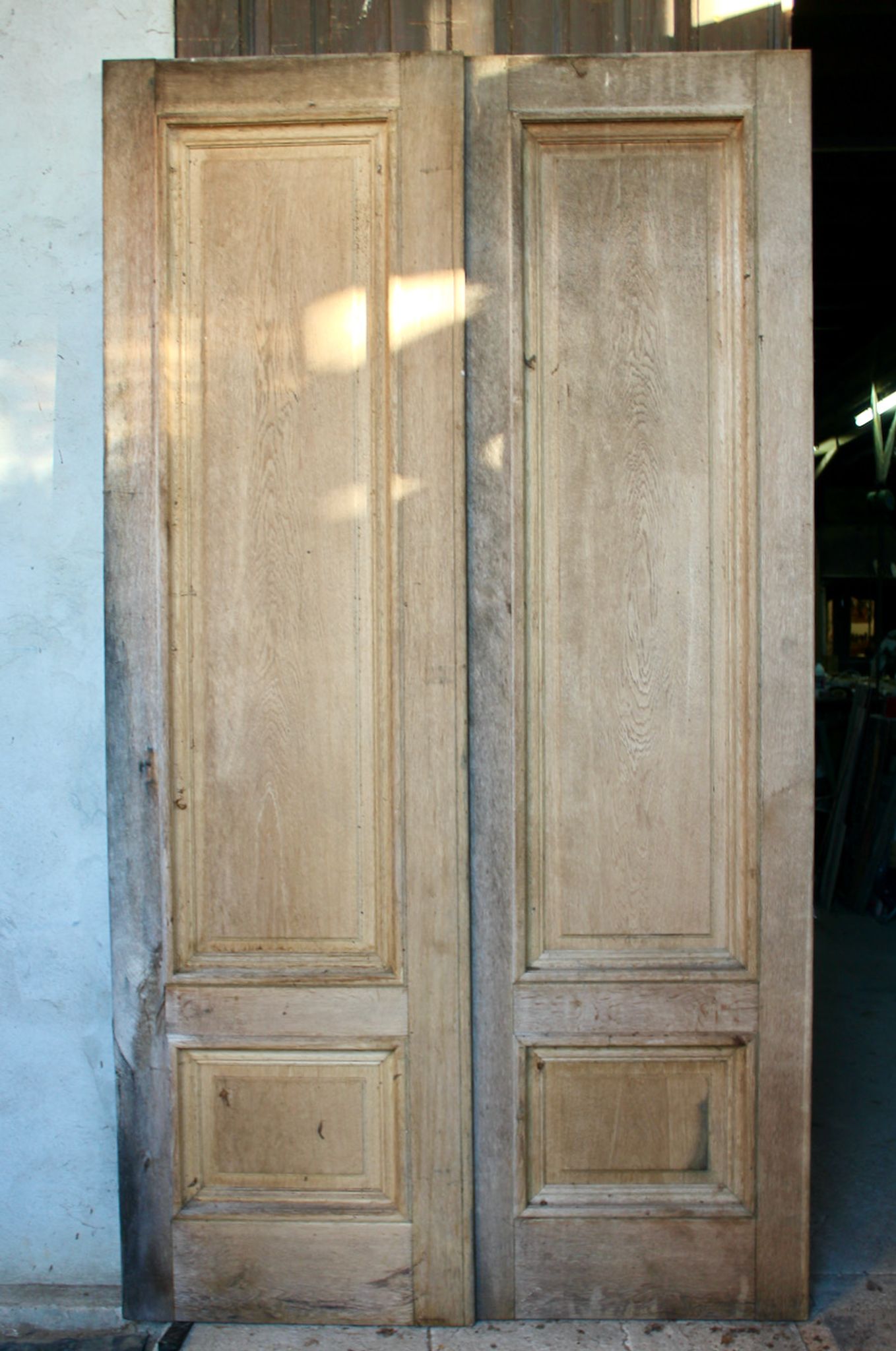 Paire de portes palières en chêne XlXème double face