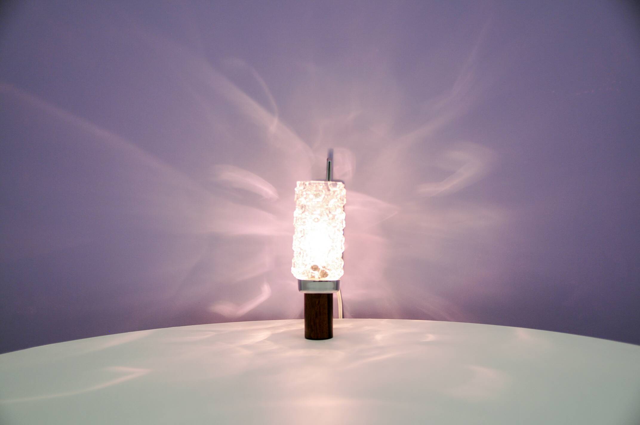 Vintage veneer rosewood wall lamp glass kelp