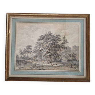 Jacobus Theodorus Abels (1803-1866) - Brown ink drawing on paper