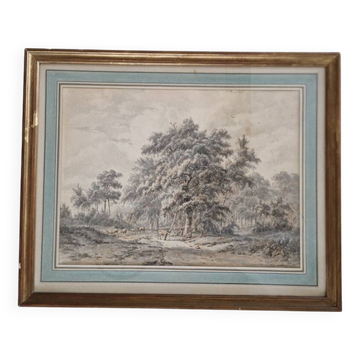 Jacobus Theodorus Abels (1803-1866) - Brown ink drawing on paper