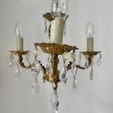 Lustre pampilles 3 branches en laiton