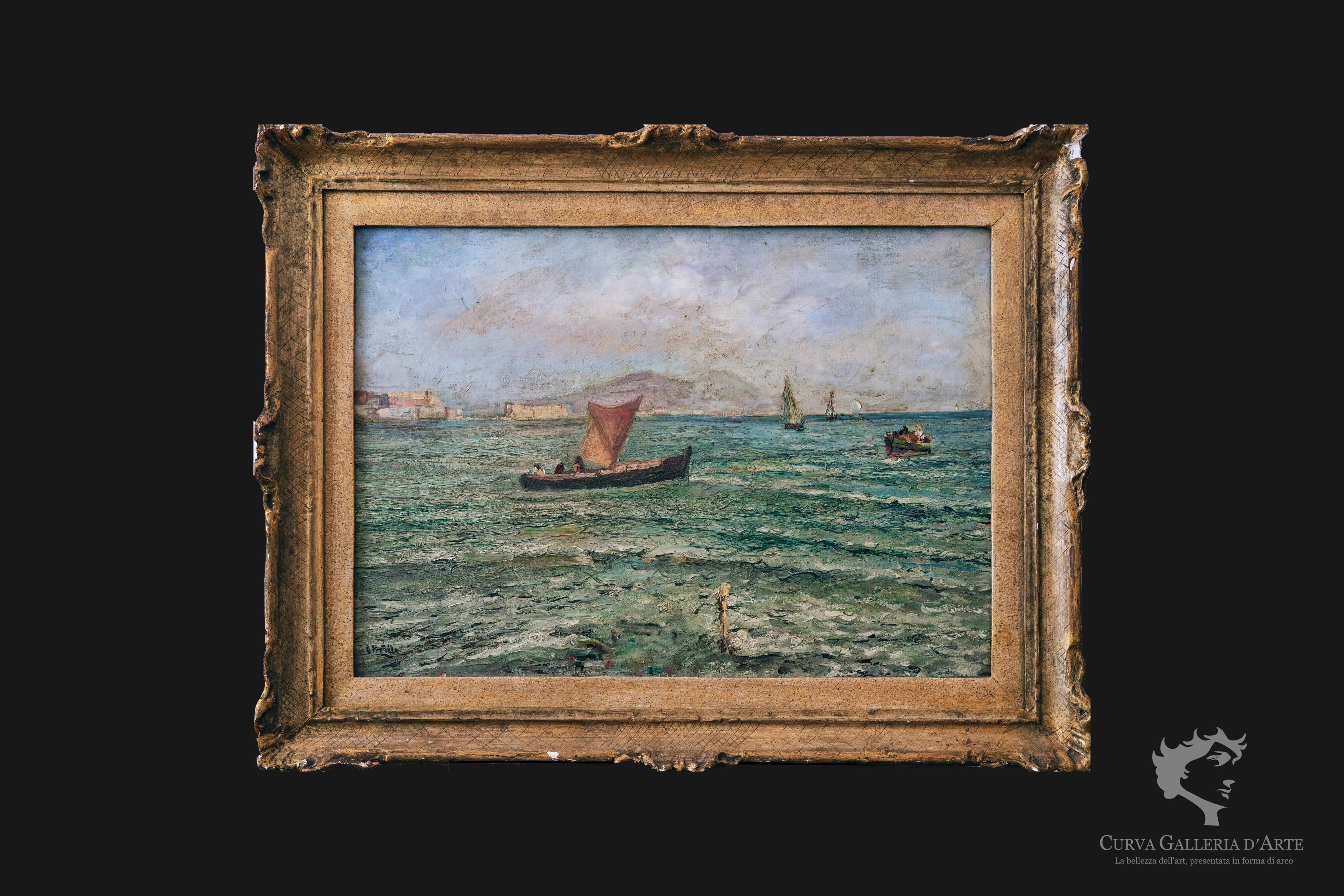 Quais et bateaux ugo pratella (1890-1978) huile sur toile