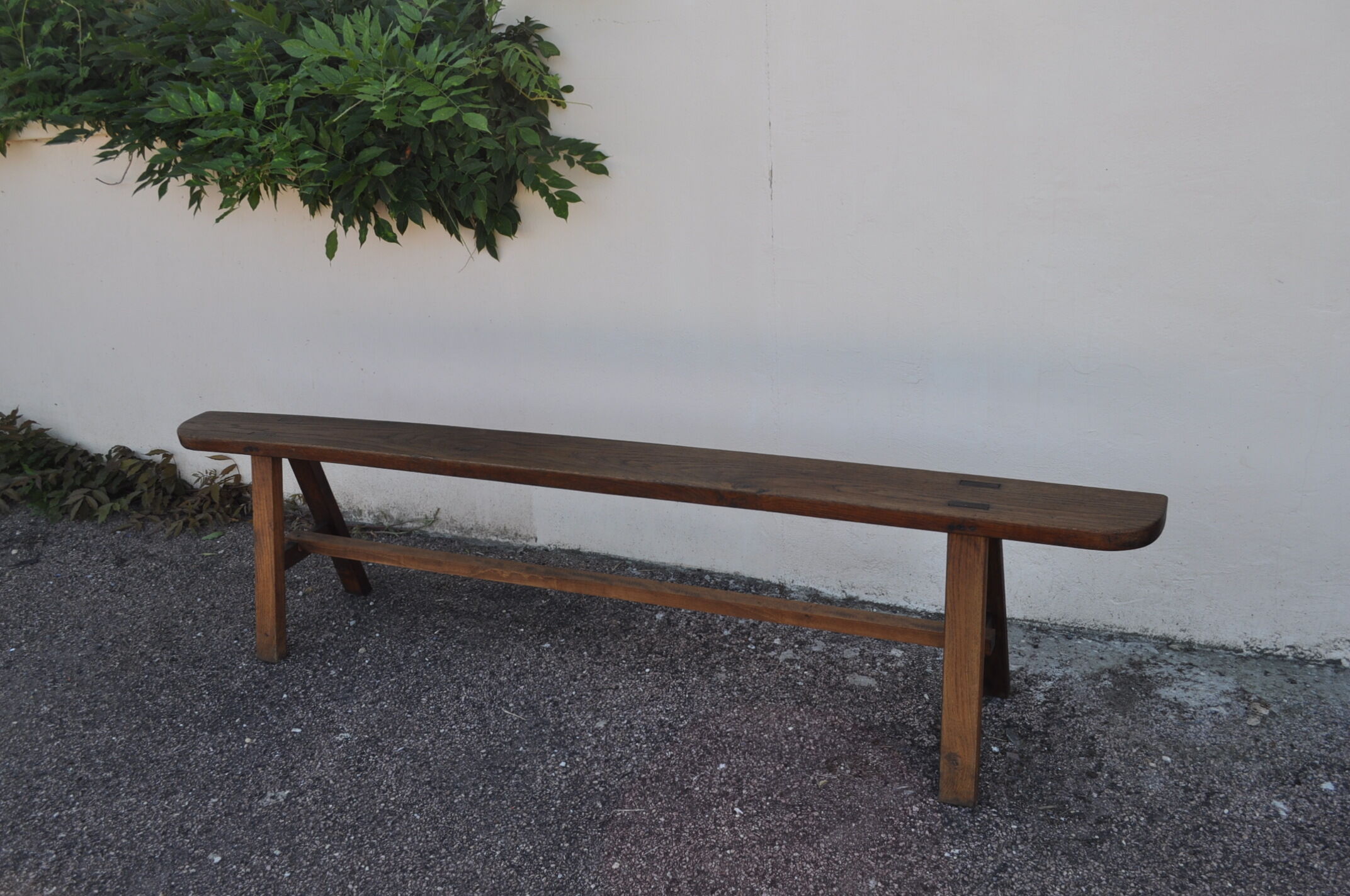 Rustic oak bench.