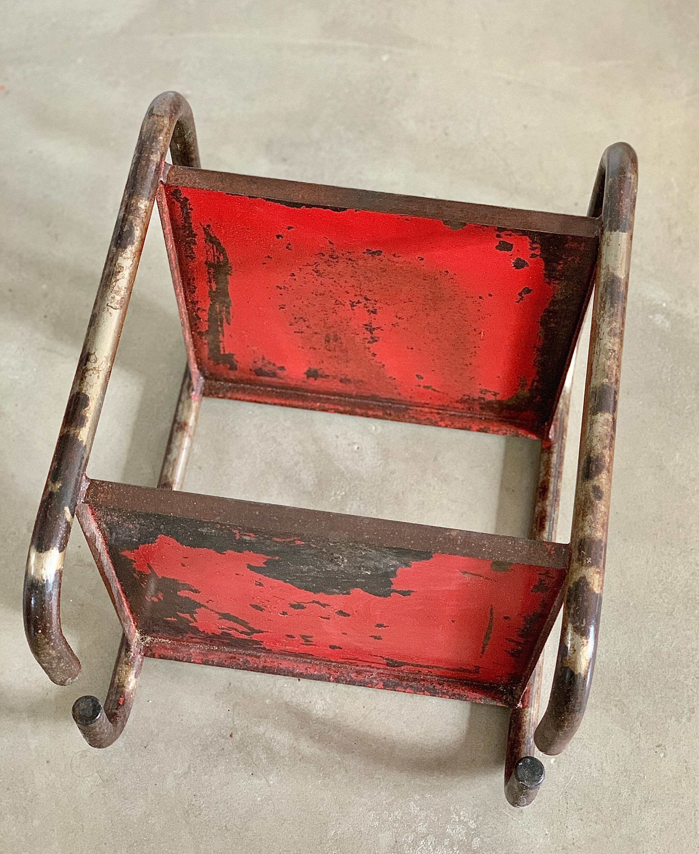 Table basse en acier tubulaire industriel vintage