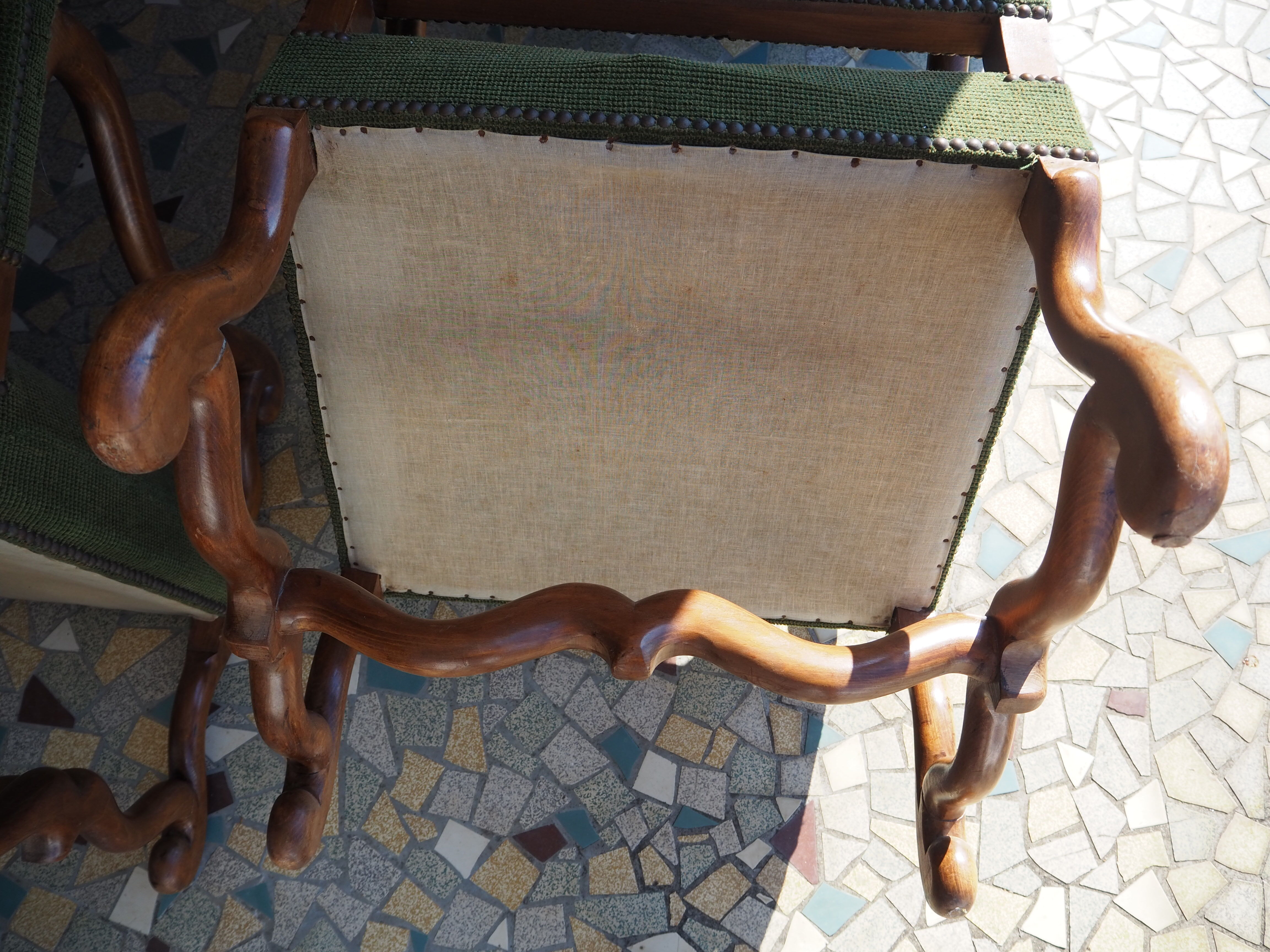 A pair of Louis XIII-style sheep bones armchairs
