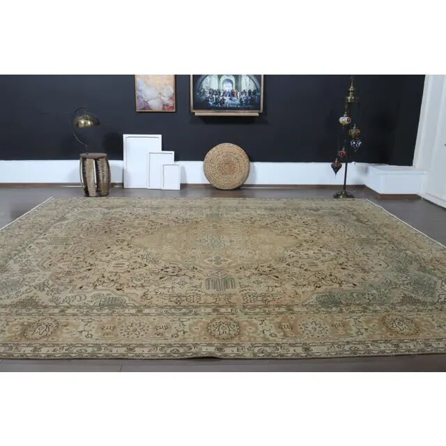1970s Vintage Persian Handknotted Wool Orange Oversize Area Rug 286X380