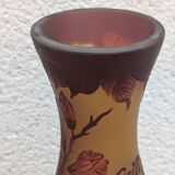 Signed lamp and vase, Tip Gallé – Acid-etched glass – Art Nouveau