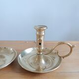 Duo of candlesticks 'cellar rat' in gilded brass