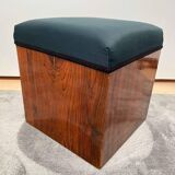 Art Deco Cubic Stool in Walnut Veneer, France, 1930s
