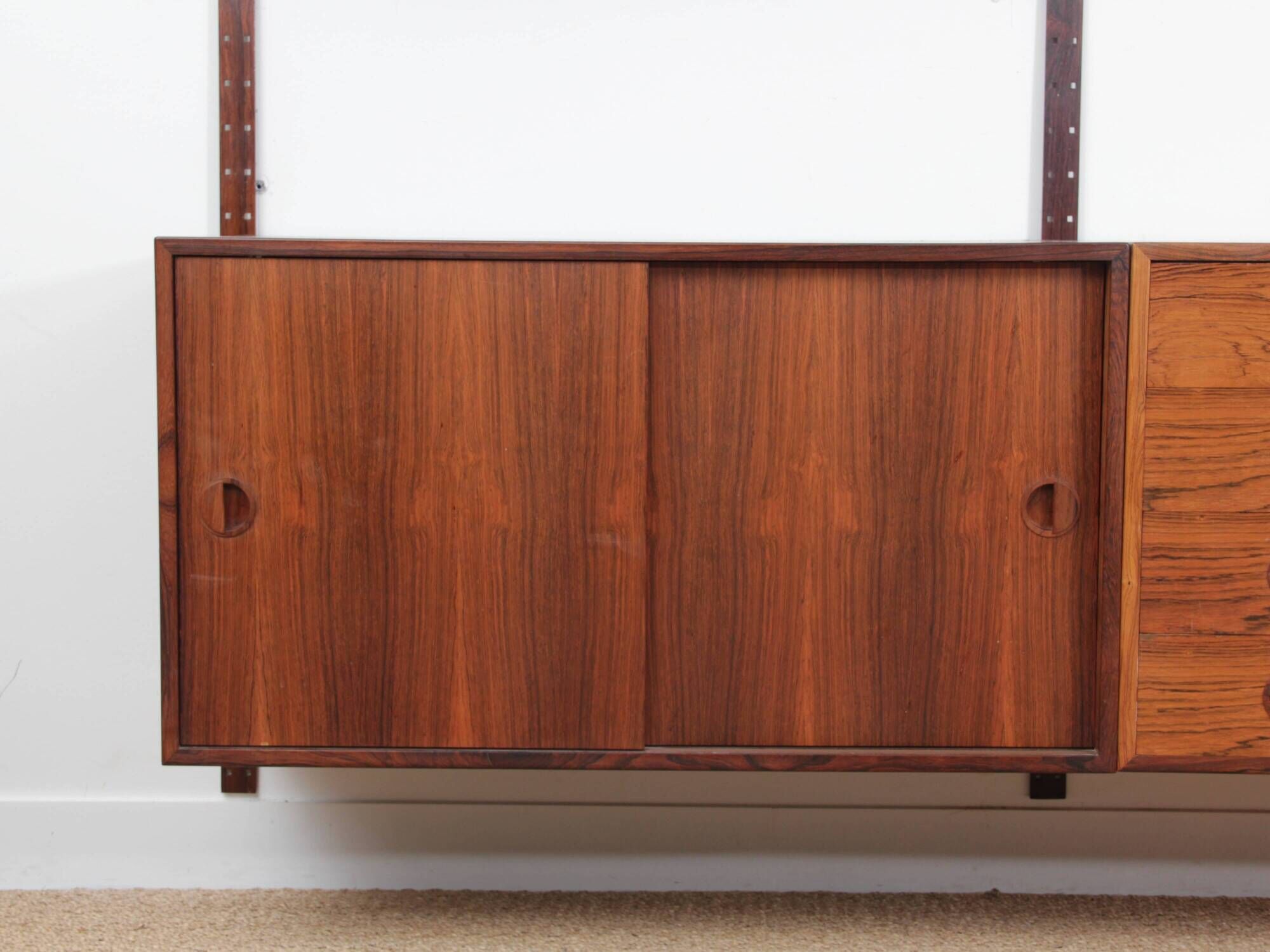 Scandinavian wall system in rosewood by Hansen & Guldborg