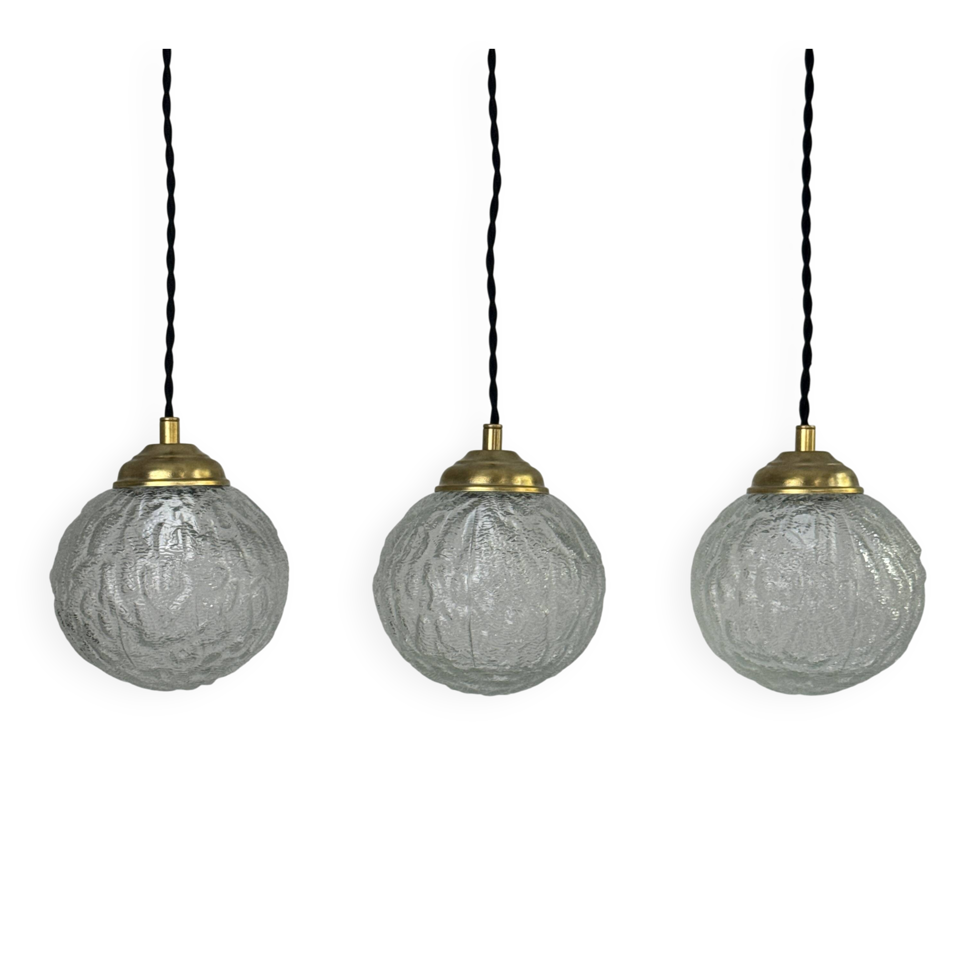 Lot of 3 vintage round glass pendants