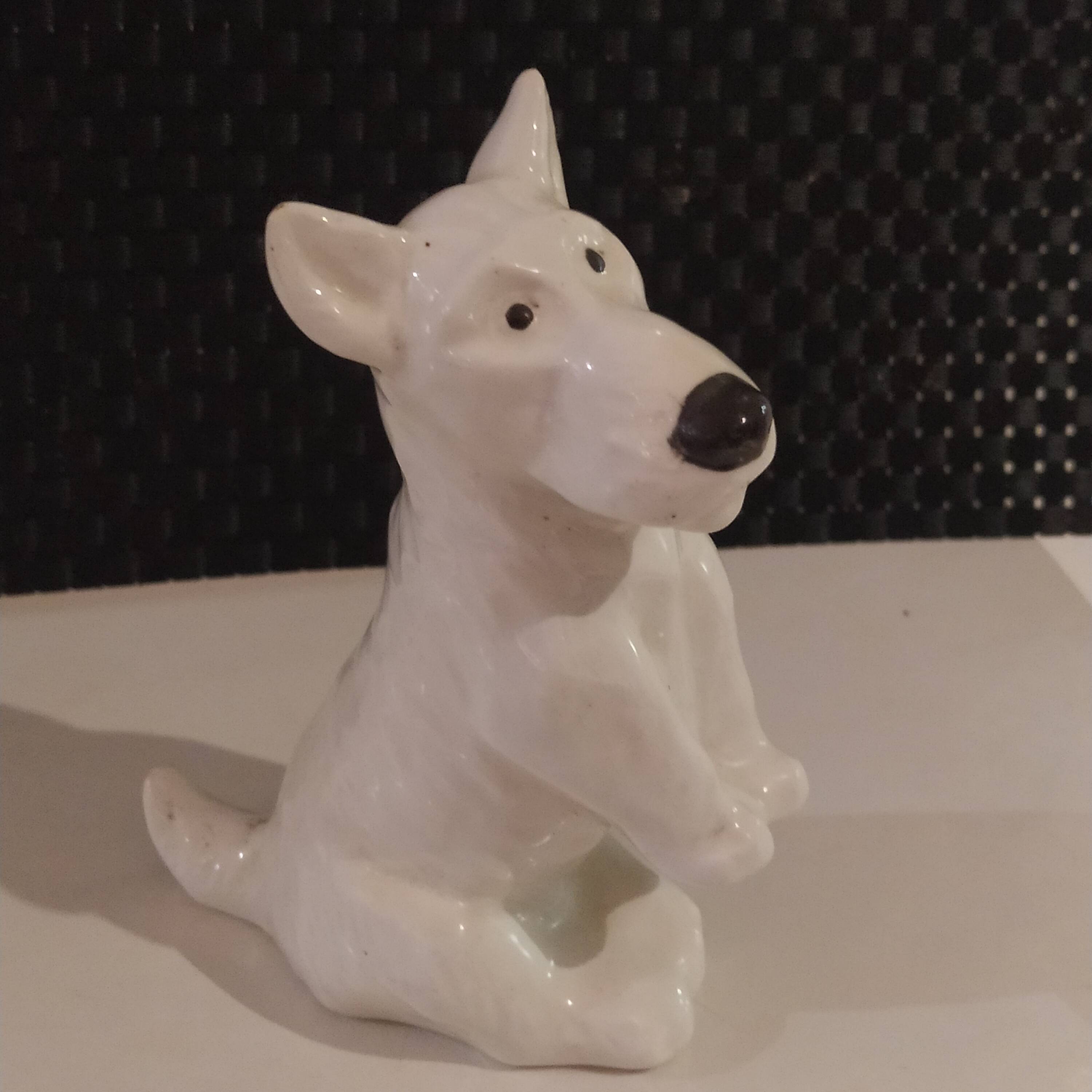 small ceramic fox terrier dog Sargemines 1930/1940