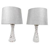 Mid-century Swedish crystal table lamps from Orrefors by Carl Fagerlund.