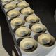 Set of 12 beige, pink, and blue deep plates from Digoin Sarreguemines, vintage.
