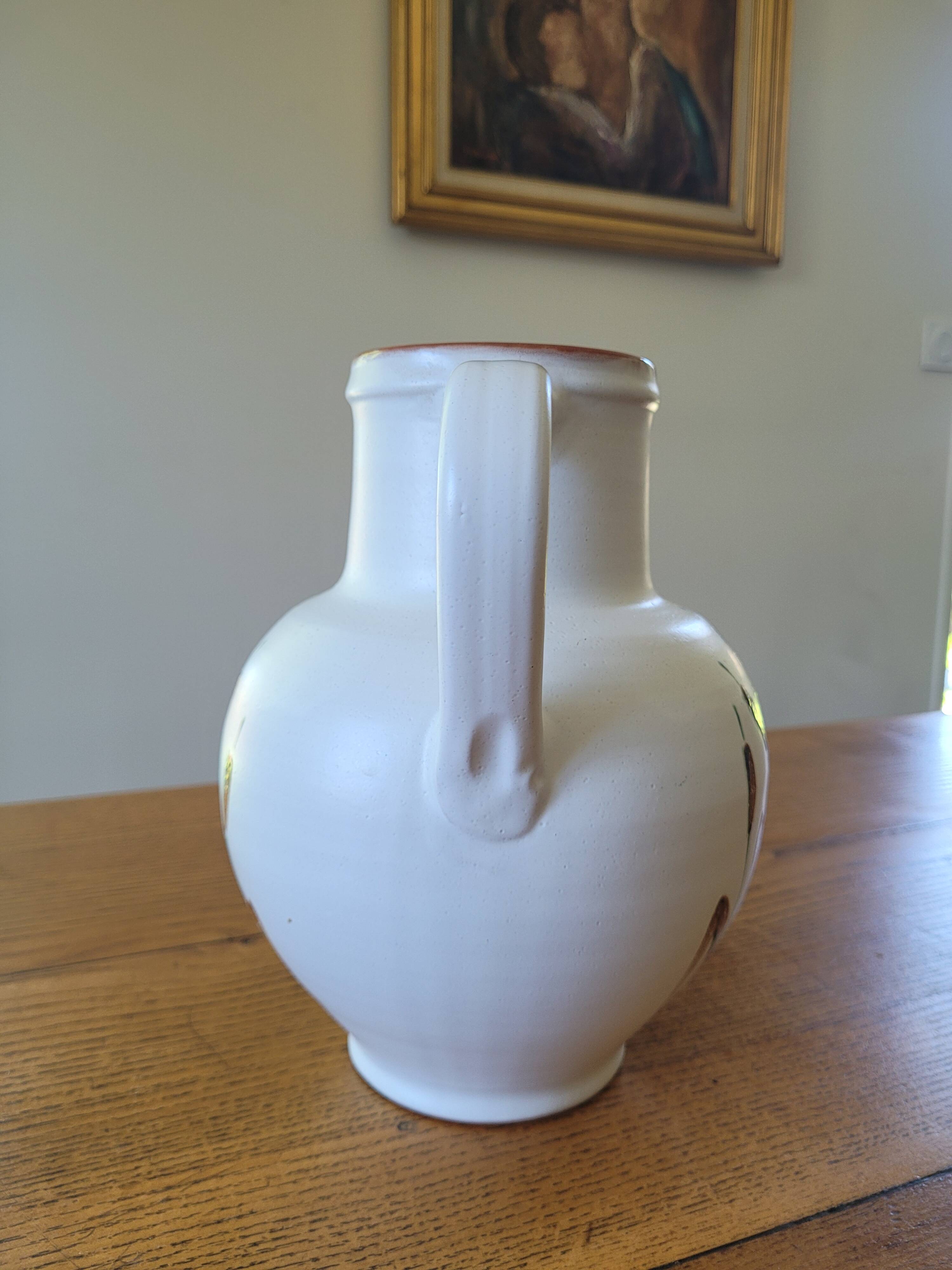 XL ceramic pitcher signed