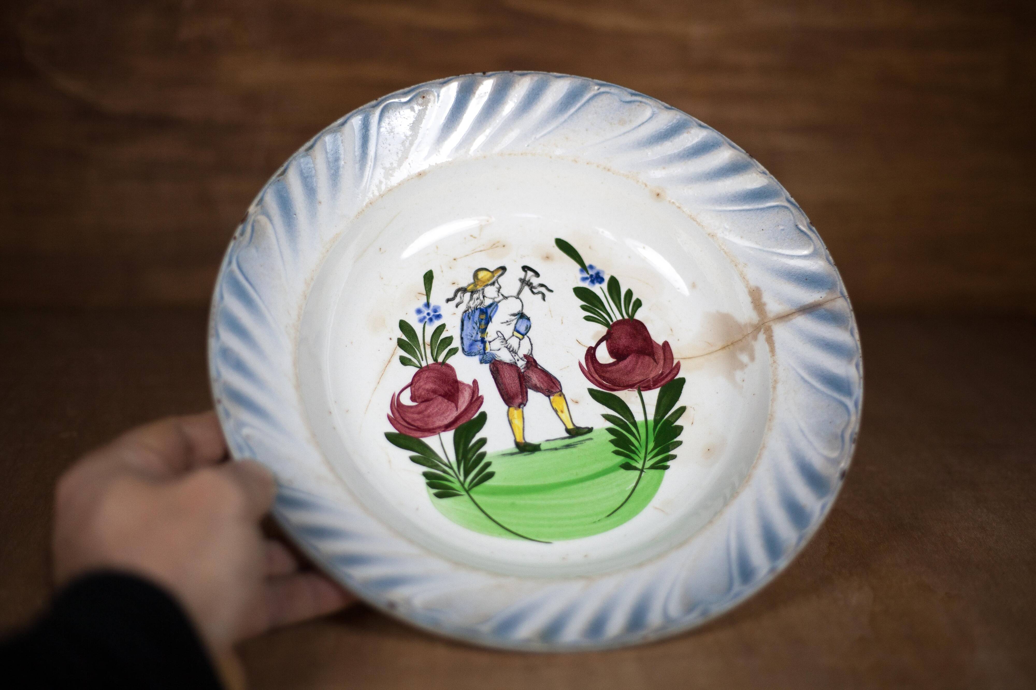 Ceramic dish, St Amand porcelain dish, hand painted plate, tableware