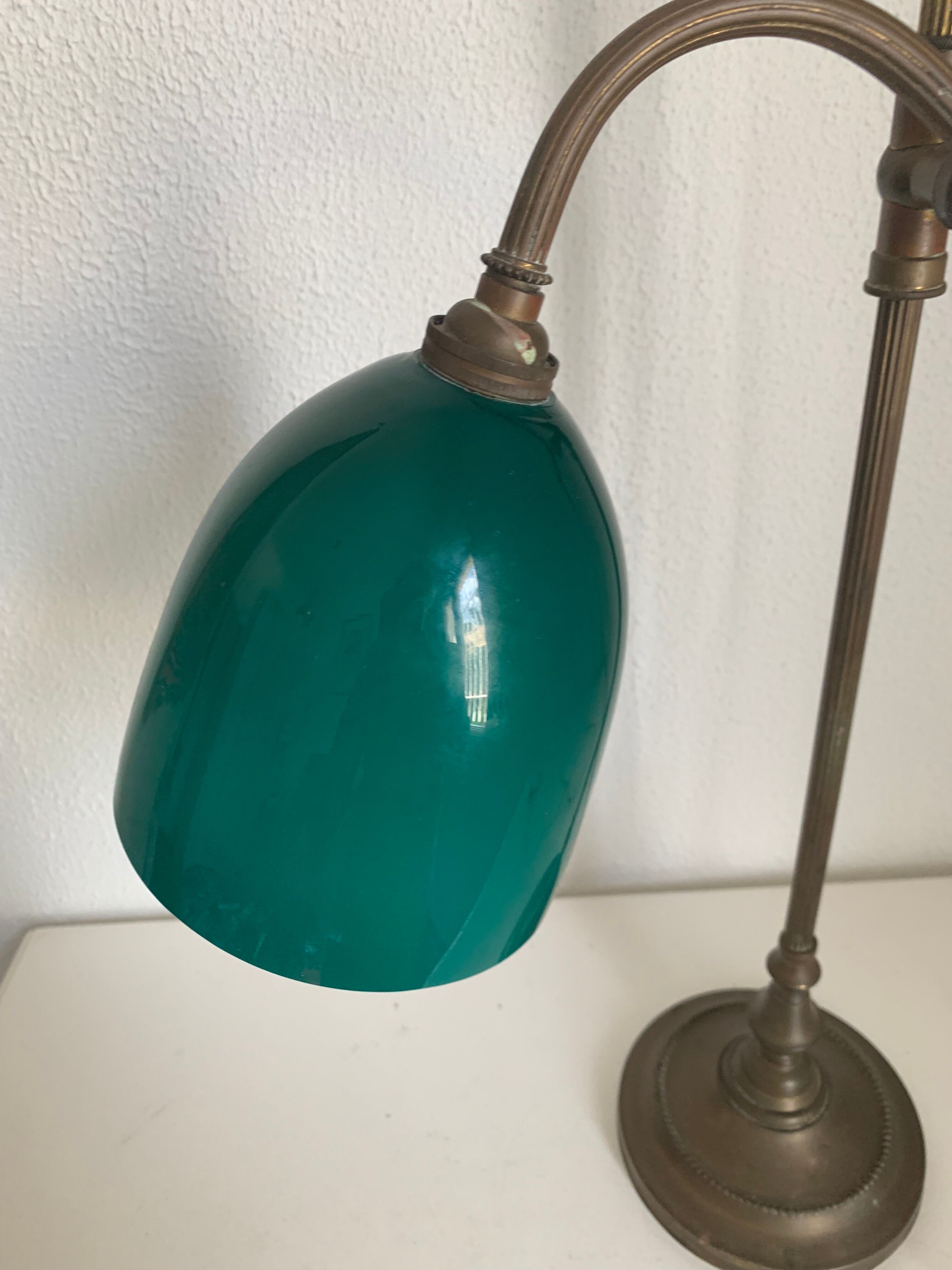 Vintage lamp 1900 celadon jeweler workshop brass - 56 cm