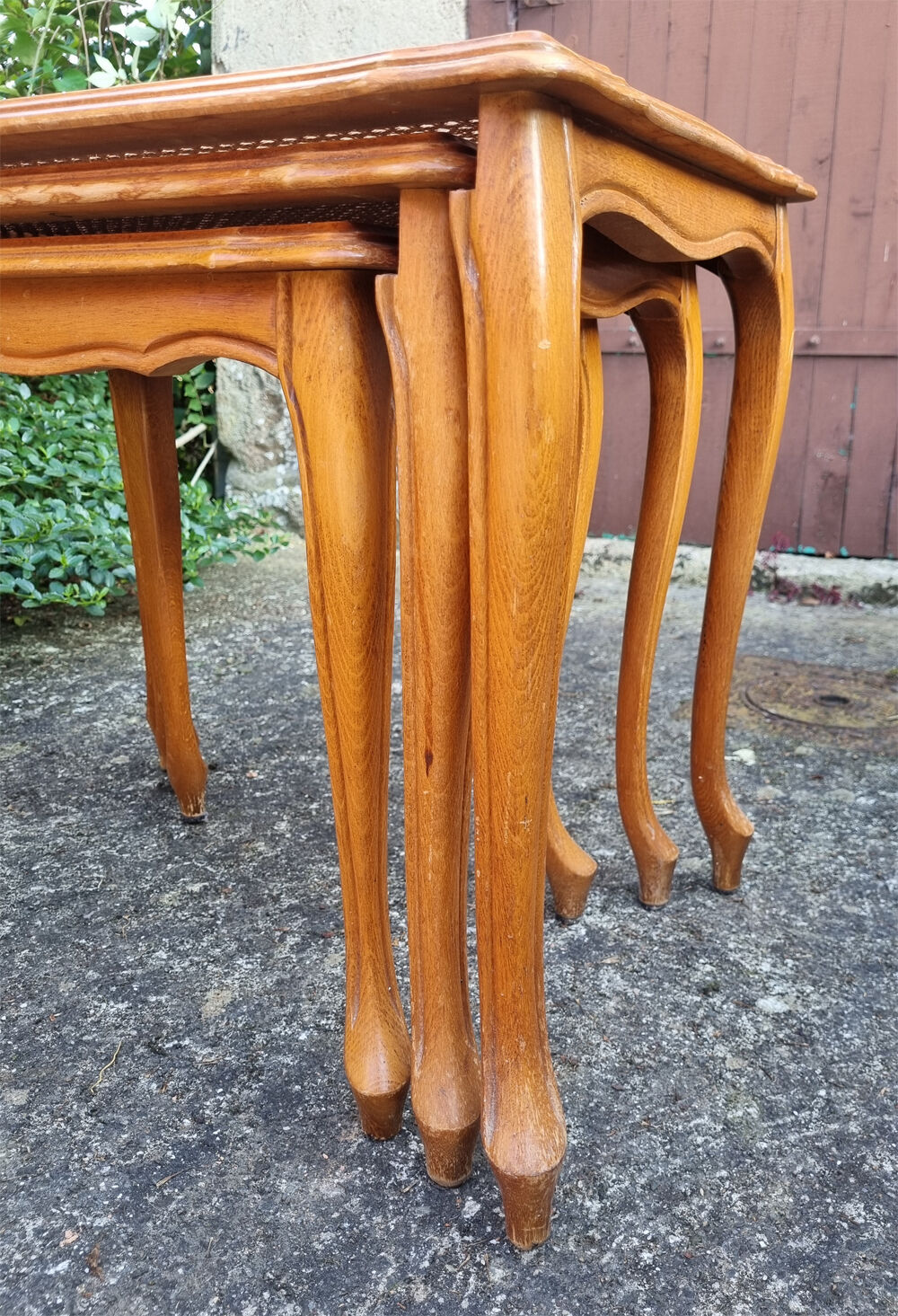 Louis XV style pull-out tables cannées, vintage, 60s