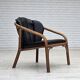 1970s, Danish armchair, rattan, black artificial leather.