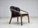 1970s, Danish armchair, rattan, black artificial leather.