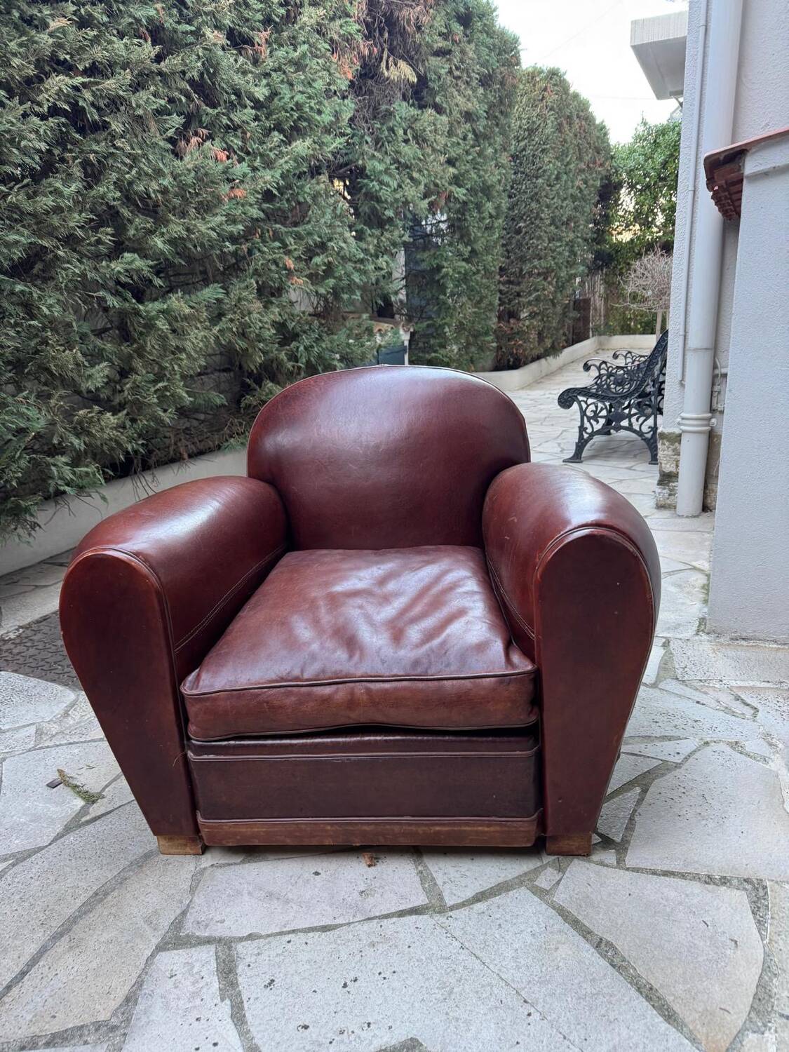 Ensemble Club authentique années 50 – Canapé + 2 fauteuils en cuir