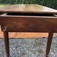 Antique cherry wood farm table with turned base with 2 drawers and 1 pull