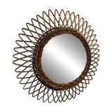 Pretty vintage rattan sun mirror - loop weave