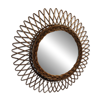 Joli miroir soleil en rotin vintage – tressage à boucle