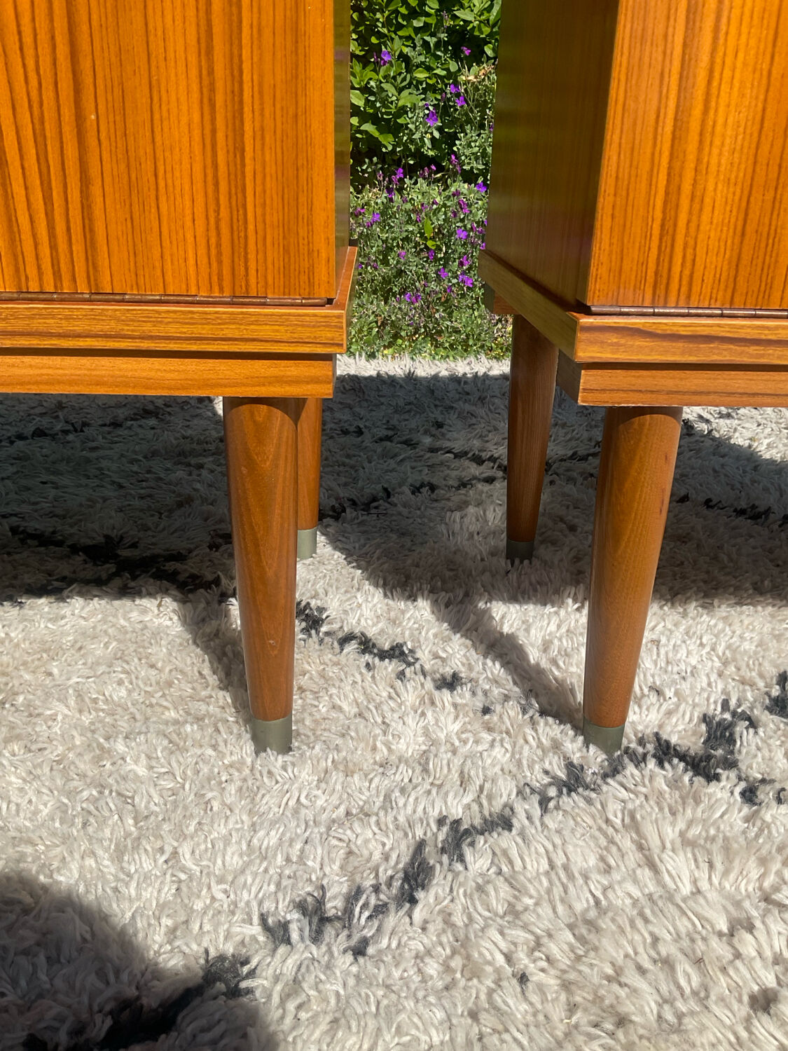 Vintage teak bedside tables from the 1970s.