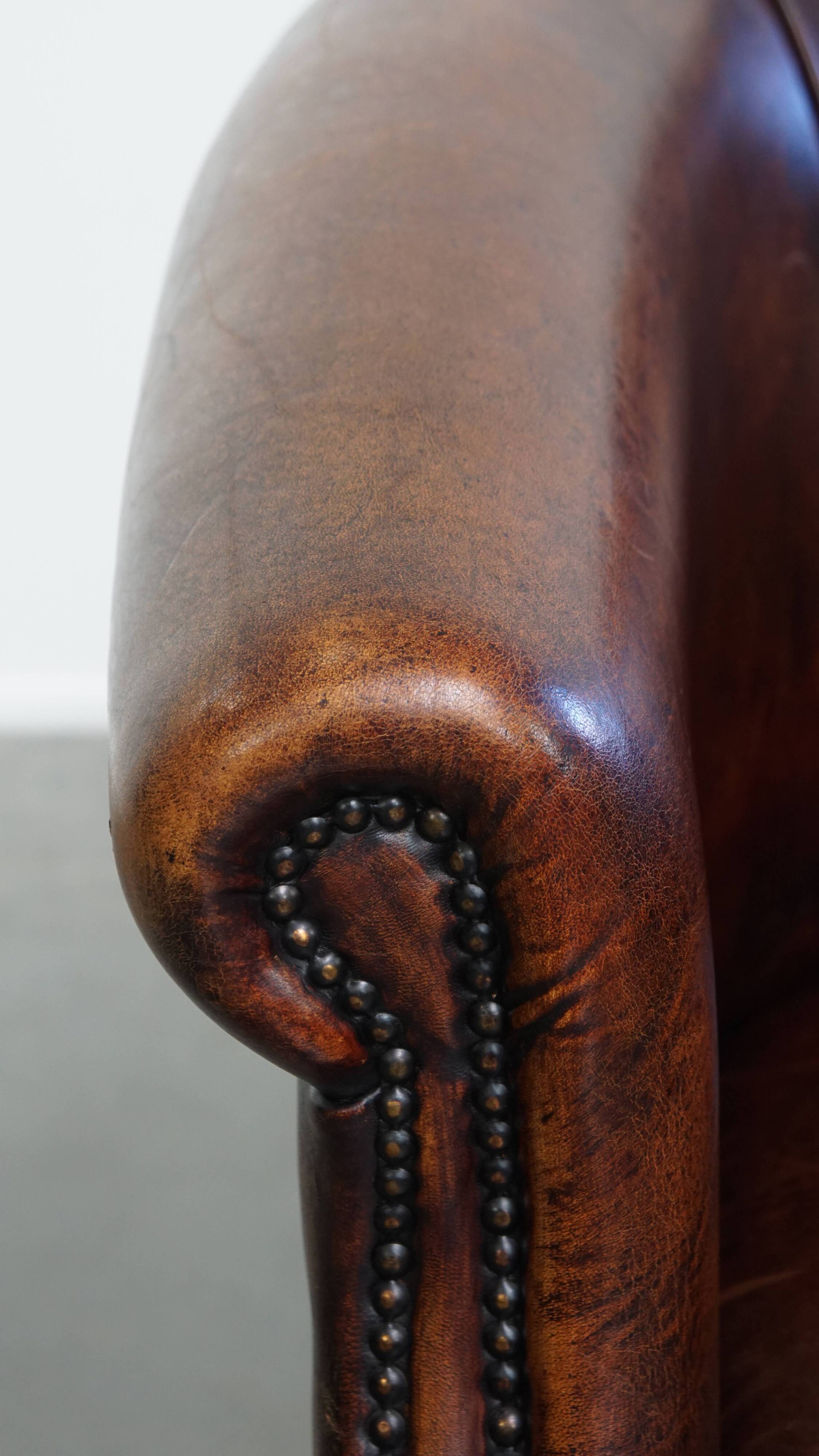 Club chair made of sheepskin leather