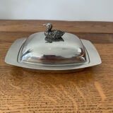 Silver metal butter dish