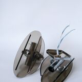 Pair of space age design smoked glass wall lights made in Italy 1970