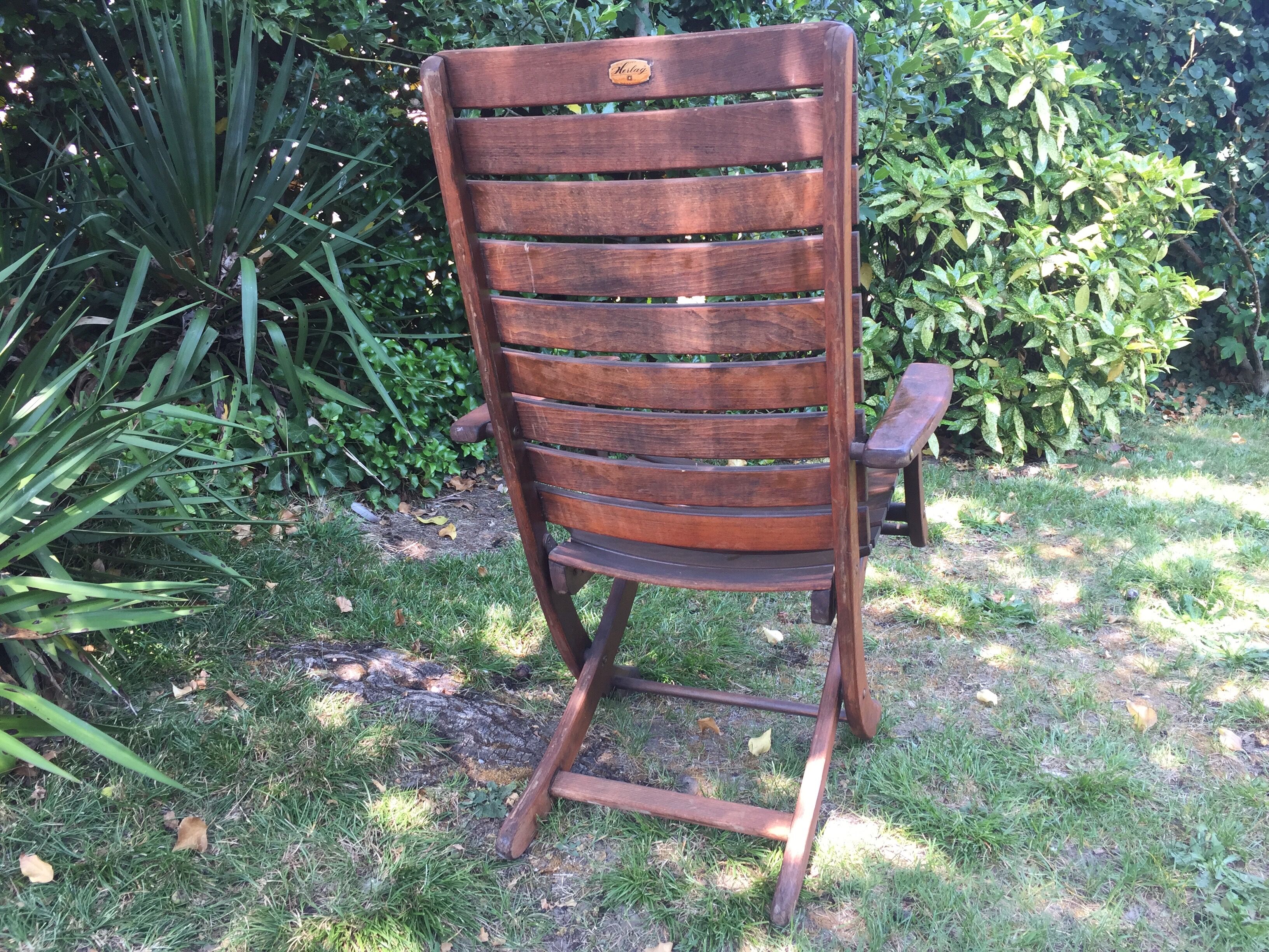 Vintage wooden herlag folding armchair