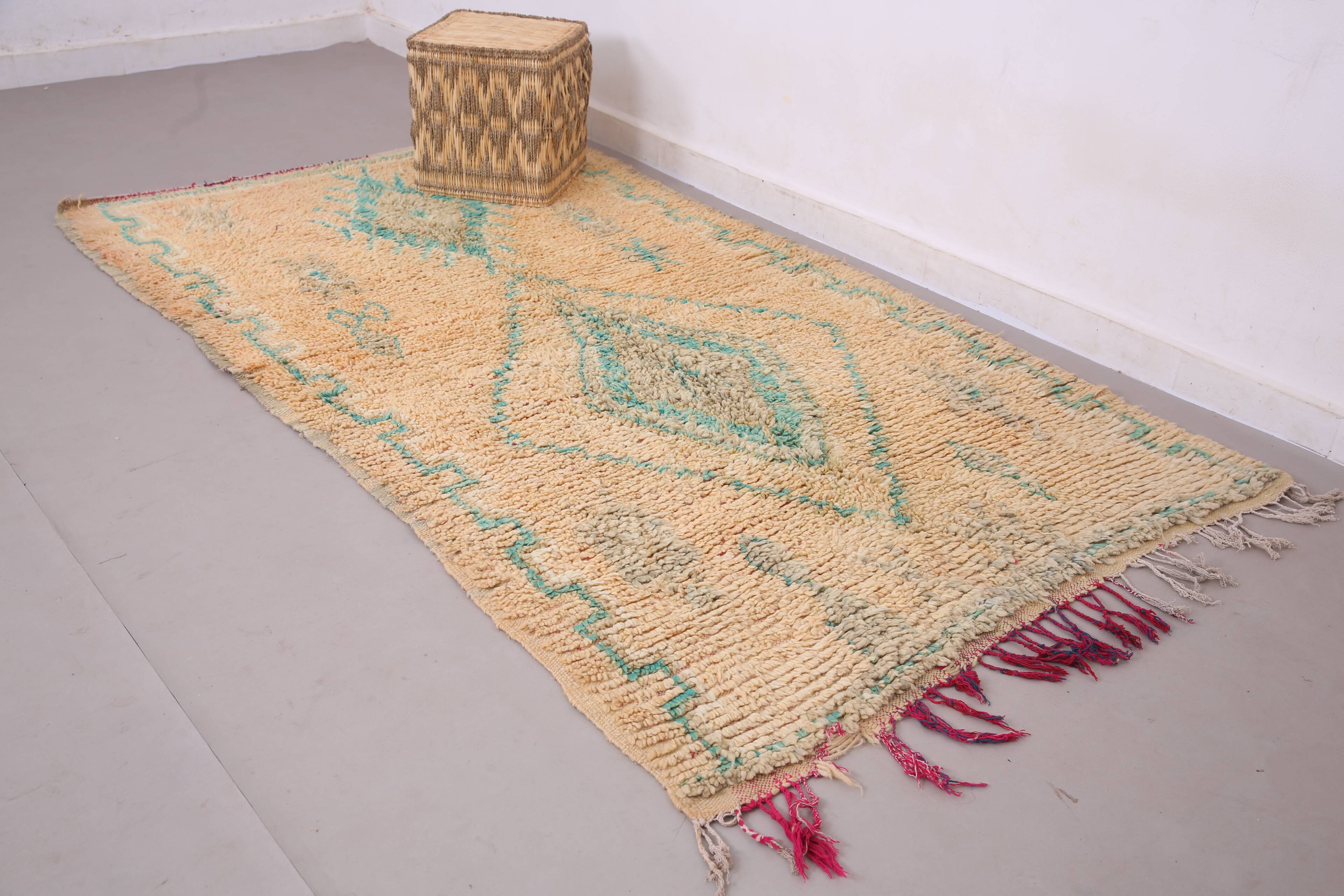 Peach & Turquoise vintage moroccan rug 143 x 249 cm - Berber Rug Handmade