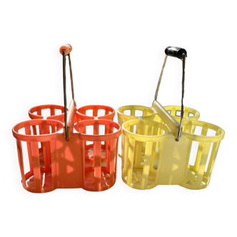 Vintage orange and yellow bottle holders