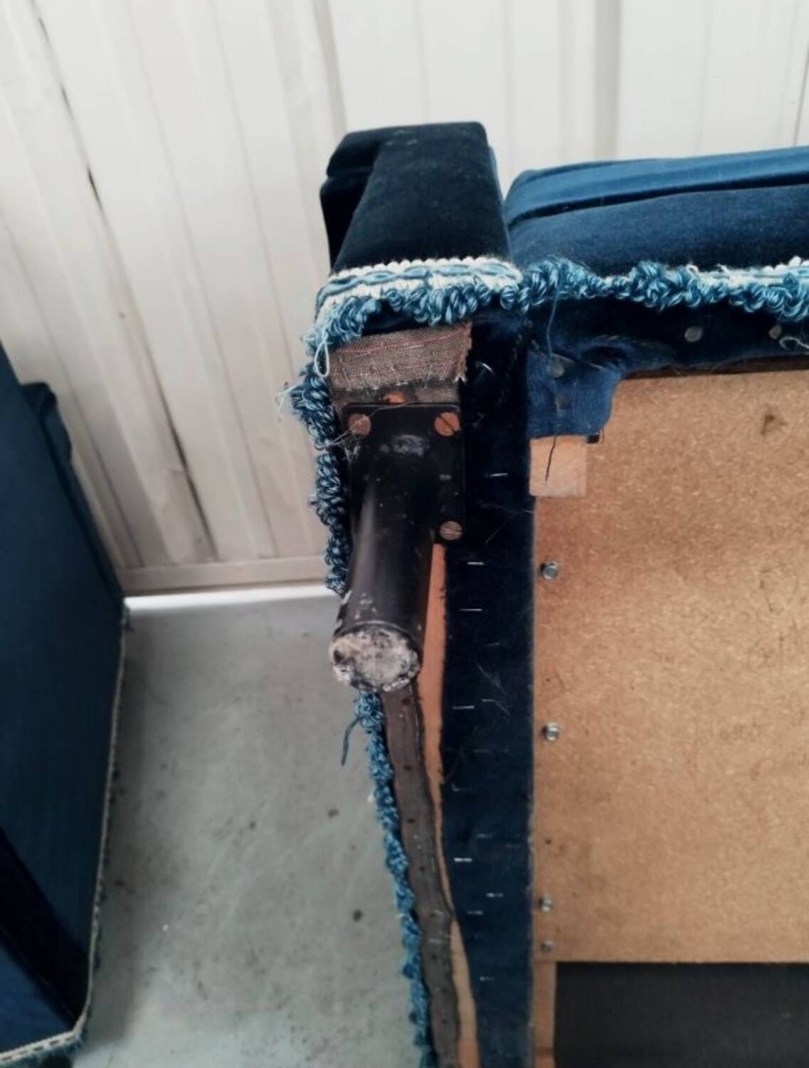 Pair of navy blue velvet club armchairs