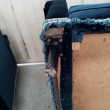 Pair of navy blue velvet club armchairs