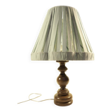 Large turned wooden base lamp